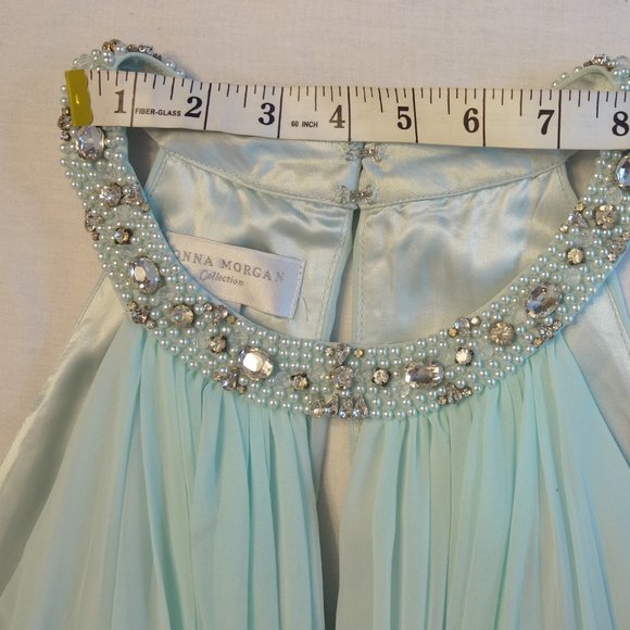 Donna Morgan Green Teal Sheer Gown - Picture 4 of 16